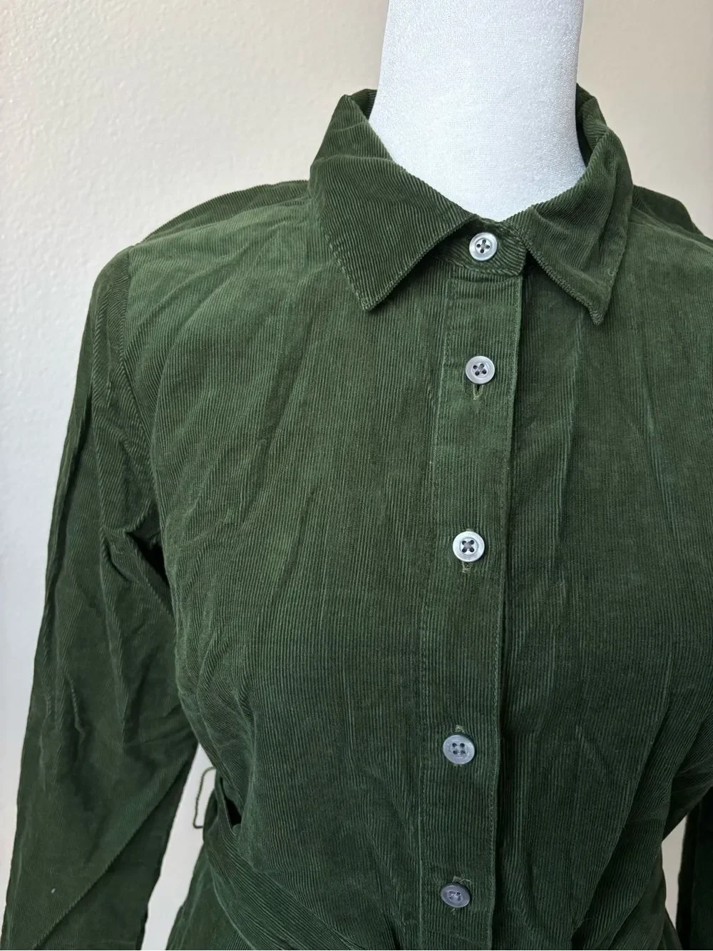 J. Crew Forest Green Button-Front Mini Shirt Dress Size 0